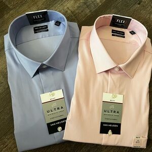 Van Heusen Big and Tall Ultra Flex Wrinkle Free Shirts Set of 2-Size 19 (36/37)